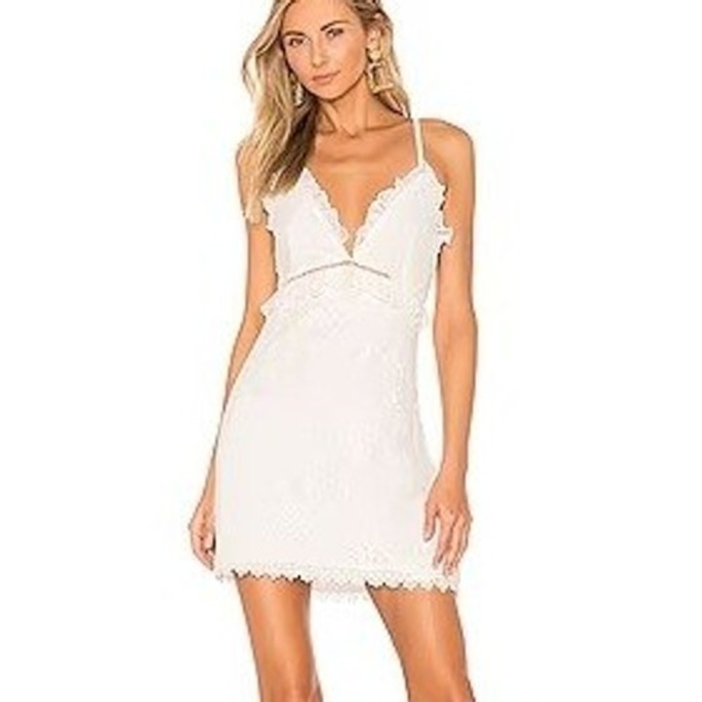 Revolve X by NBD White Lace Cami Mini Slip Dress Bridal Shower Rush Engagement M